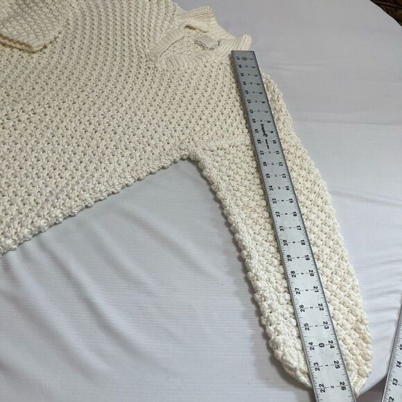 BASCO Hand Knit VTG White Popcorn Sweater Pullover Size Large - Picture 3 of 7
